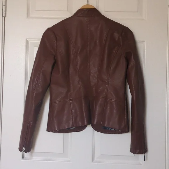 Brown Vegan Leather Jacket - Picture 2 of 5
